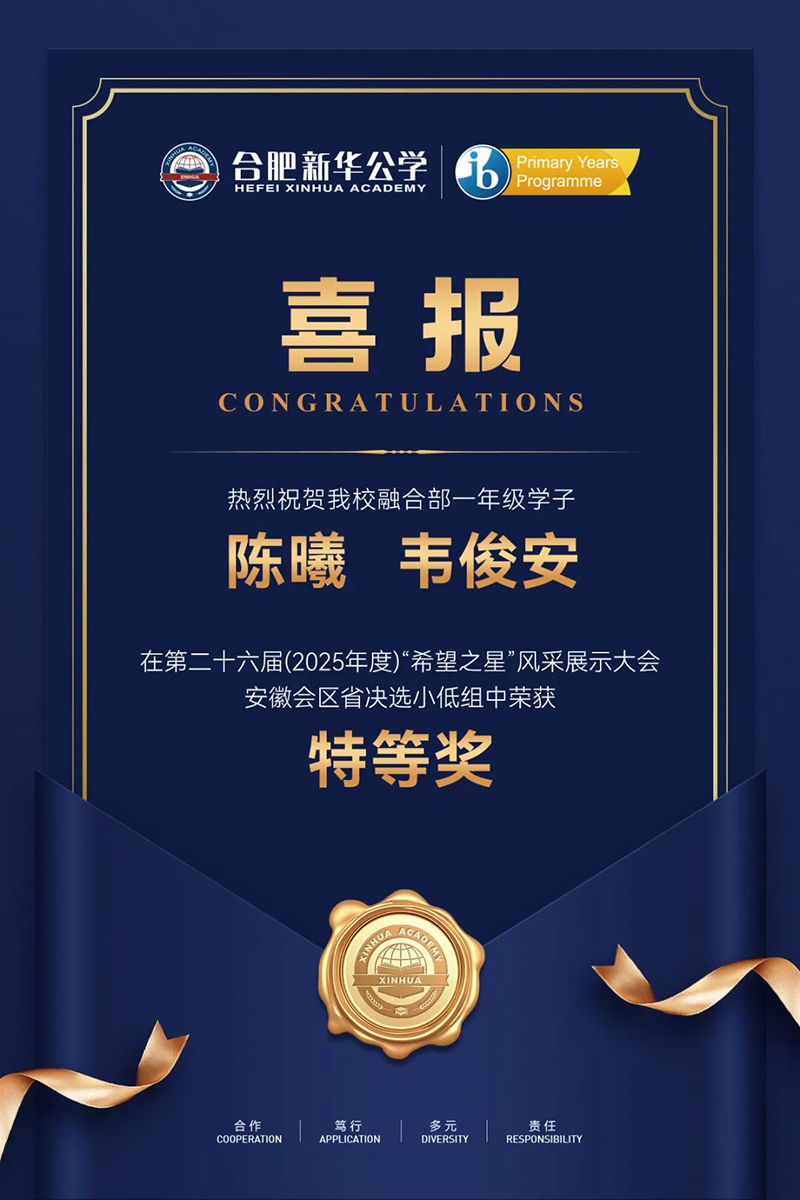 喜报 | 合肥新华公学融合部学子在“希望之星”风采展示大会中斩获特等奖